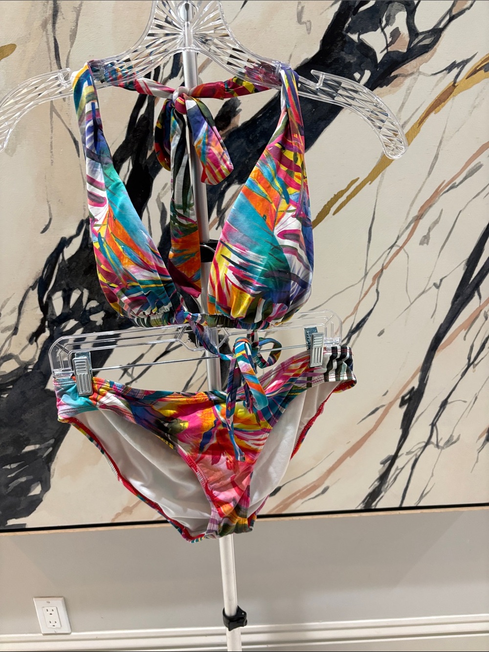 Lauren Ralph Lauren Multicolor Tropical Print Bikini — Teal, Pink, Yellow